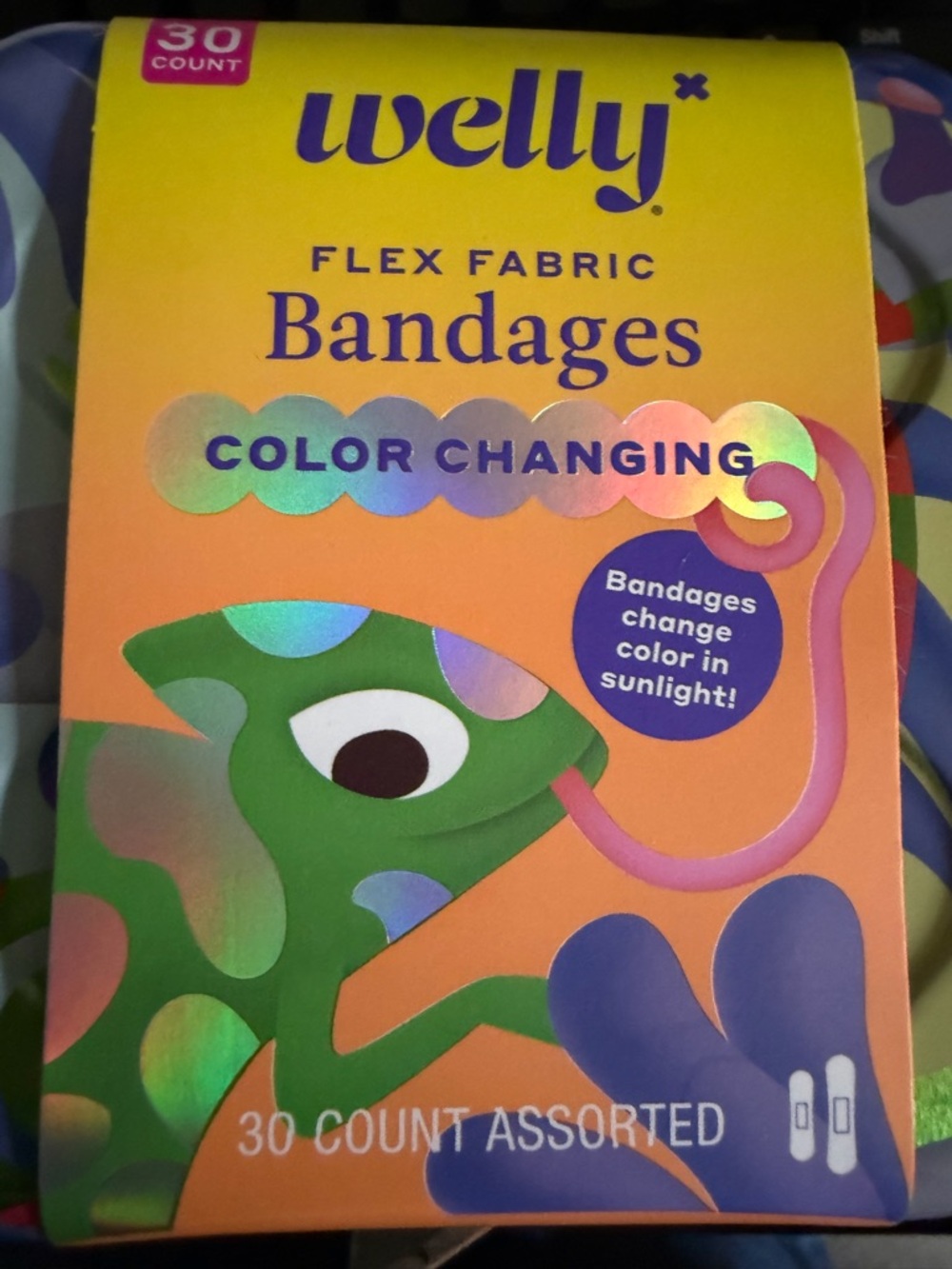 Welly Color-Changing Flex Fabric Bandages for Kids - Green & Purple